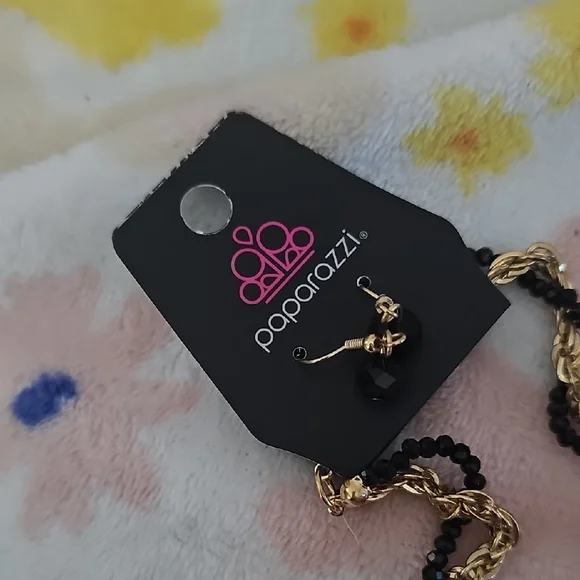 Paparazzi Gold Heart Necklace with Black Accents - Picture 2 of 4